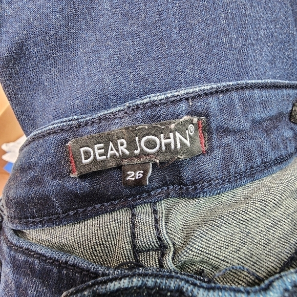 Dear John Joyrich Comfort Skinny Dark Wash Blue Denim Jeans Women's 26 Frayed - Picture 5 of 8